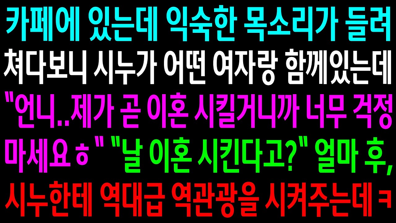 카페에 있는데 익숙한 목소리가 들려 쳐다보니 시누가 어떤 여자랑 함께 있는데..얼마 후 시누한테 역대급 역관광을 시켜주는데ㅋ