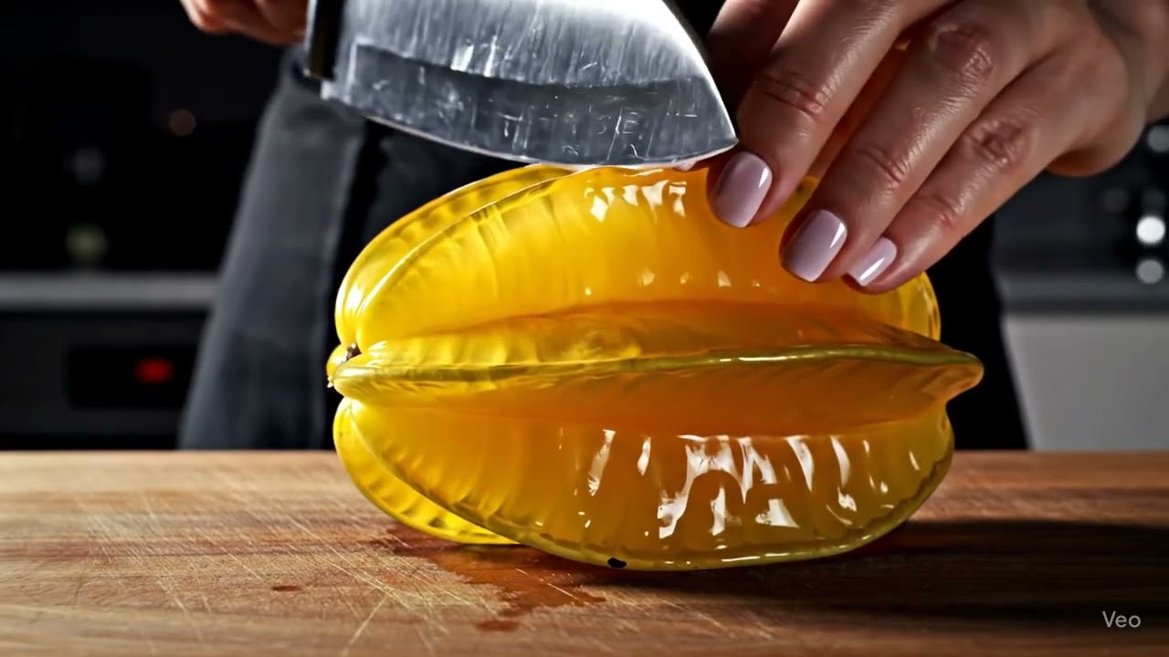 Slicing a Starfruit &mdash; Crispy Glassy Cuts ✨🍋