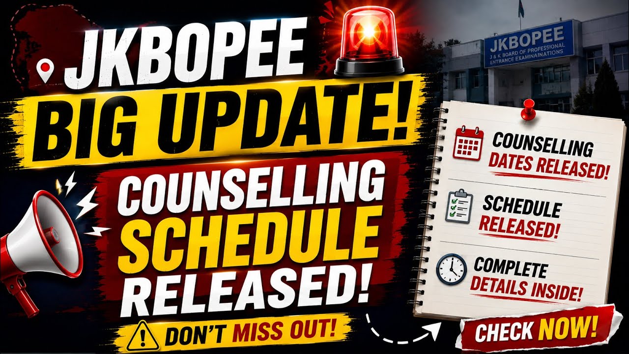 JKBOPEE Important Update | Counselling Schedule Released | Must Check #JKBOPEE #GNM #NEET #MBBS