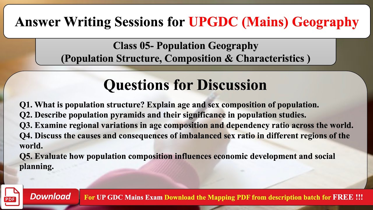 Class 05- Population Geography l Population Structure, Composition & Characteristics l UPGDC Mains