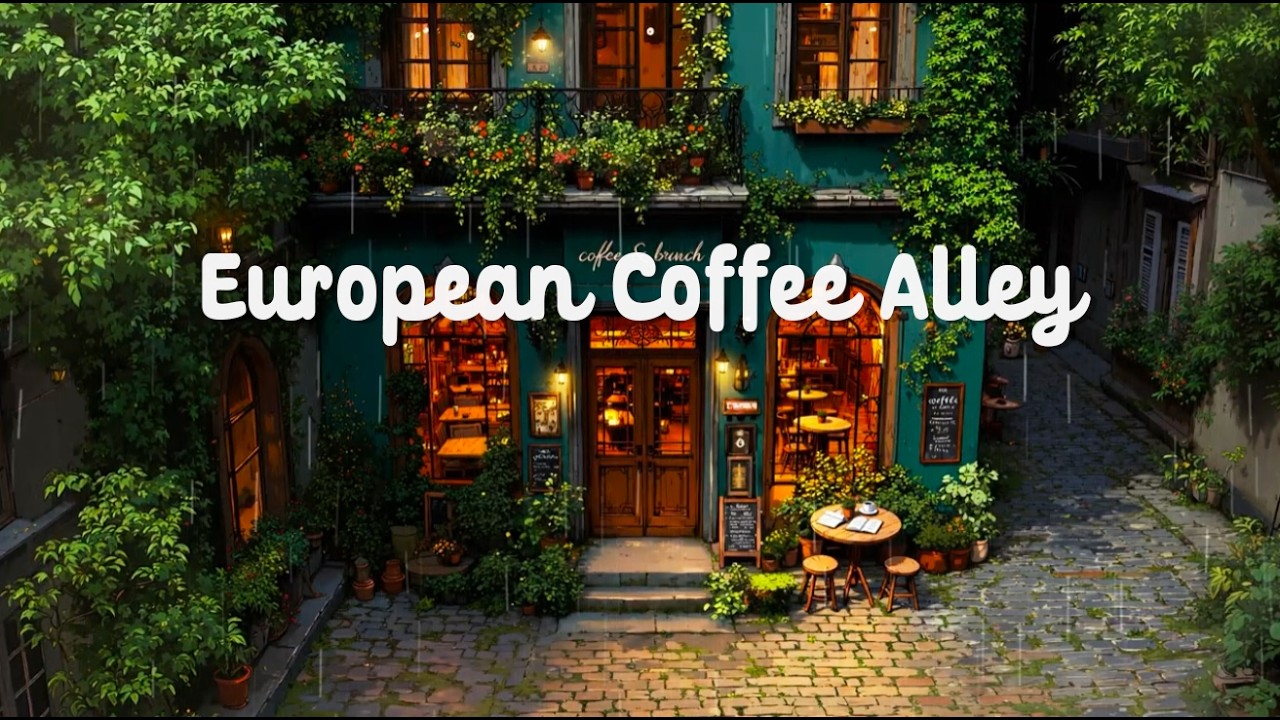 Rainy European Café Lofi🌿Cozy Coffee ~ Books Ambience for Study and Calm Focus