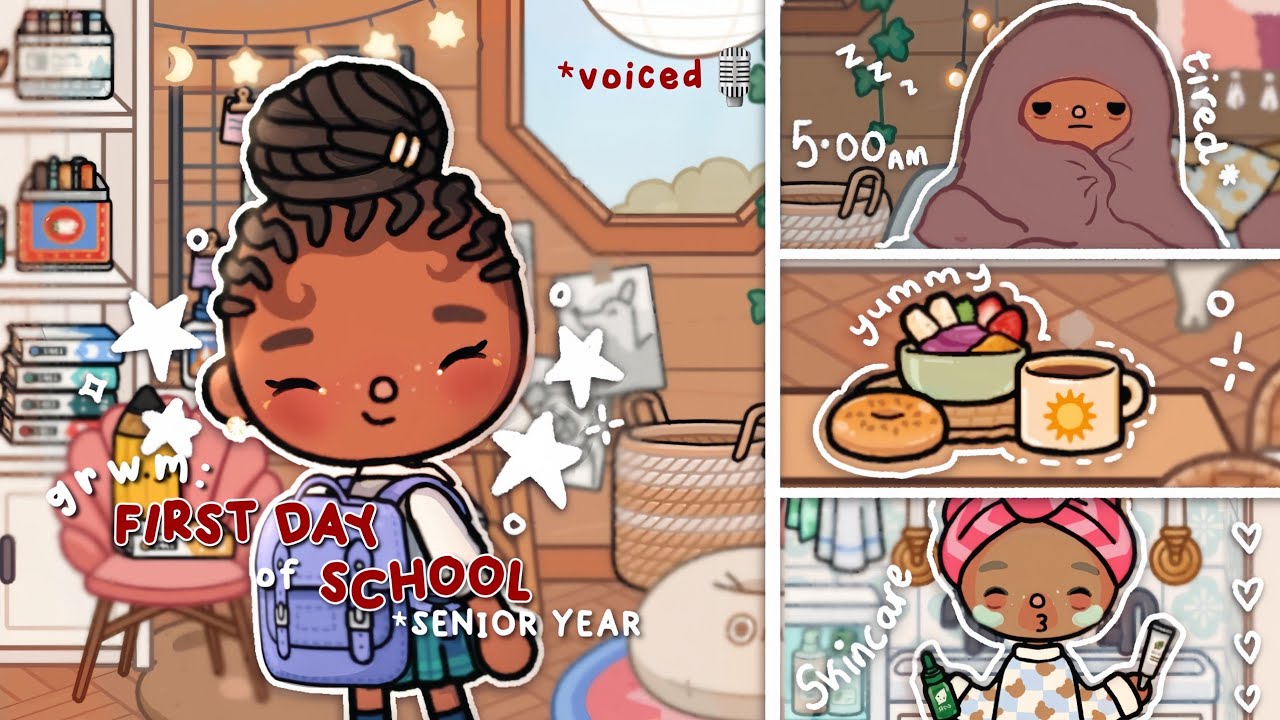 *AESTHETIC* grwm for My First Day of Senior Year!!🎒♡♡♡||Tocaboca roleplay•°☆ ||voiced🎙