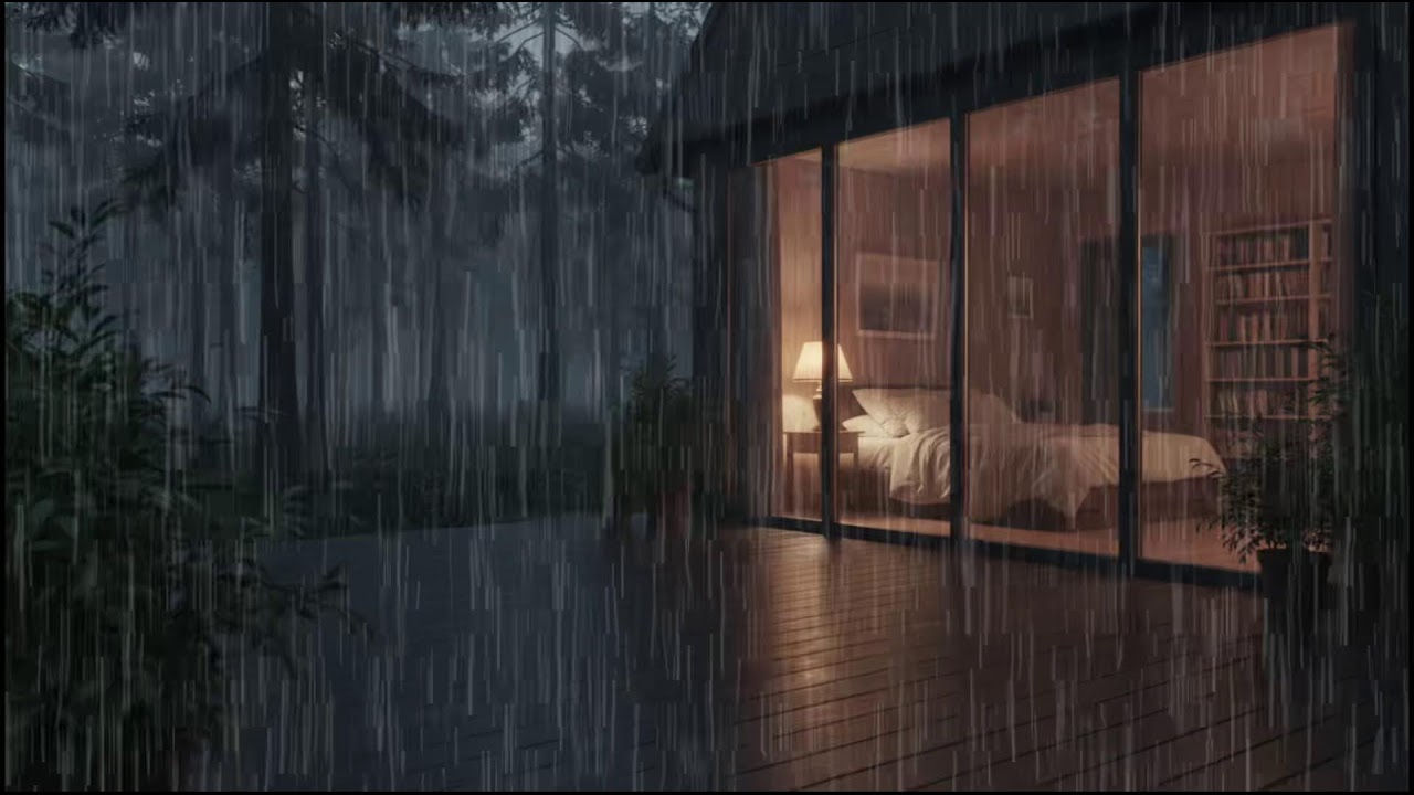 Gentle rain at a Cozy Forest Cabin 🌲 | Night rain Sounds for Deep Relaxation and Peaceful Sleep