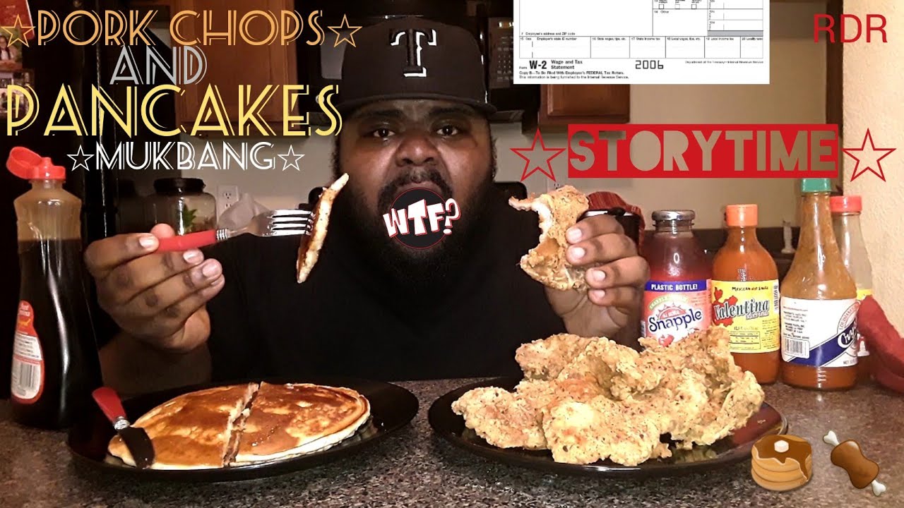 ☆Pork Chops&Pancakes Mukbang☆(Storytime)[Eating Show]!!!