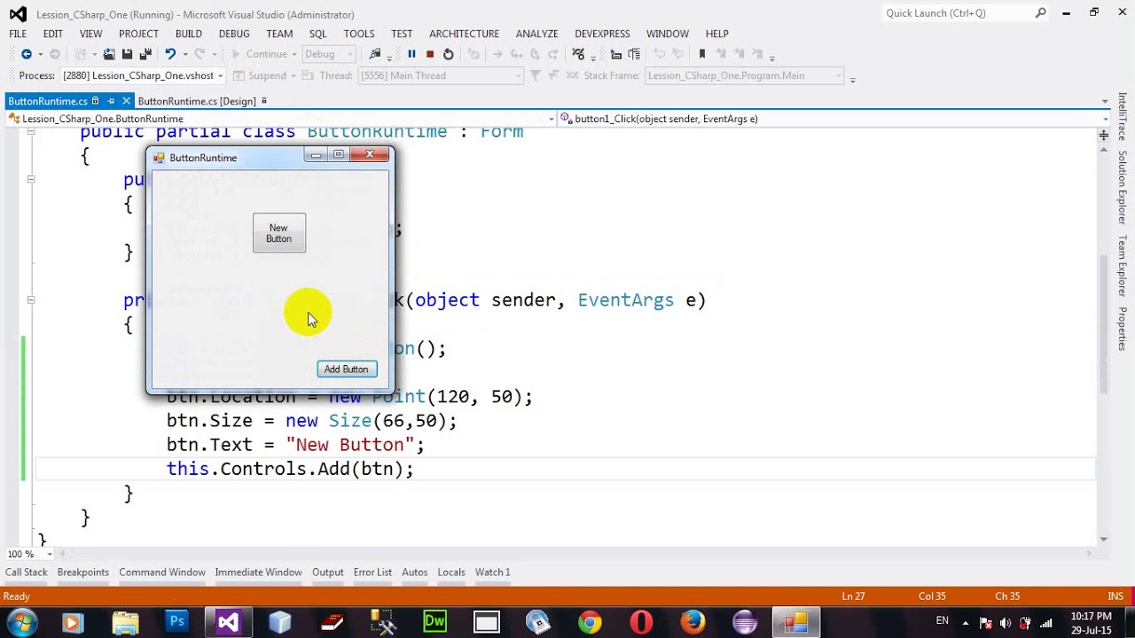 How to Create Button at Runtime in C# NET 2012