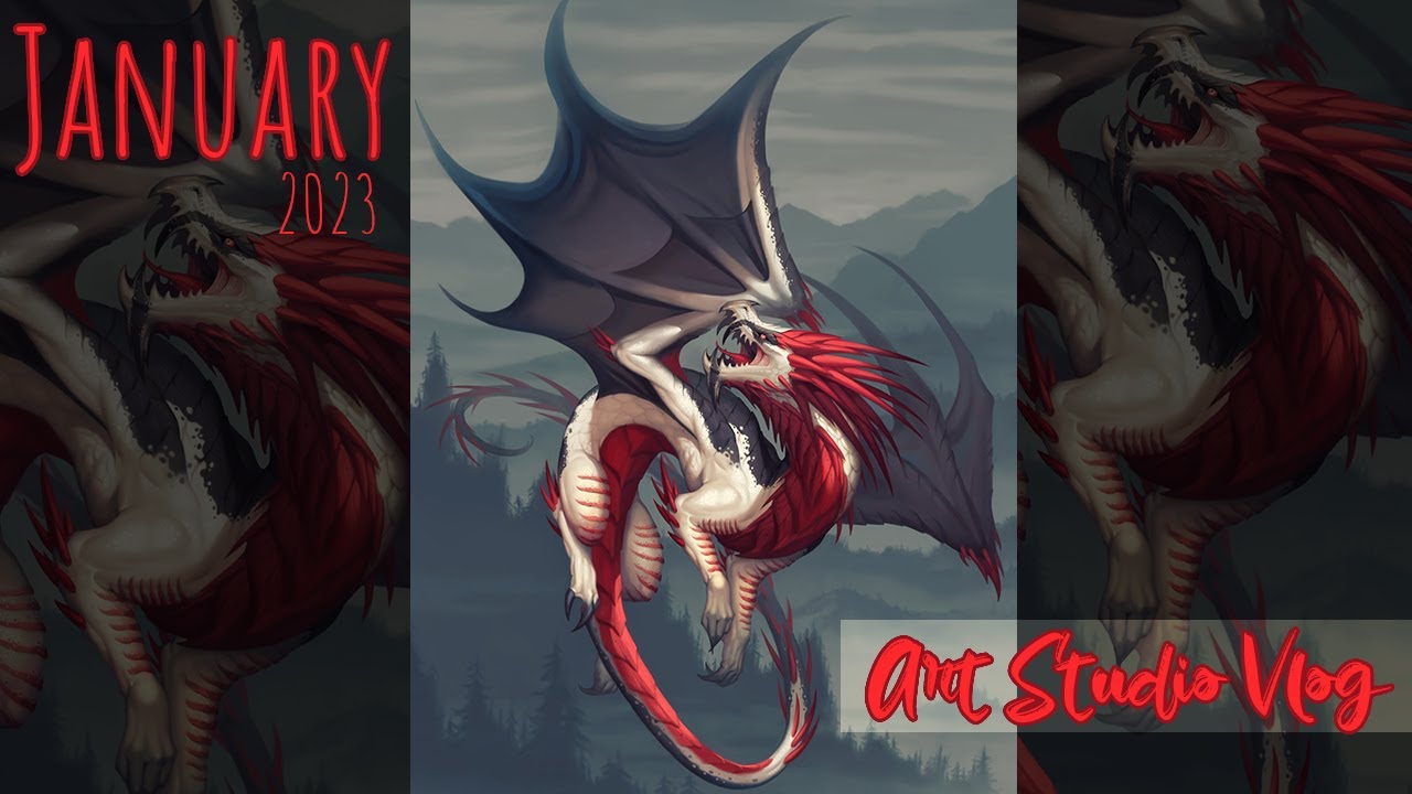 January Art Studio Vlog 🦉 Tarot Art King of Cups and the Bearded Vulture Dragon 🦉