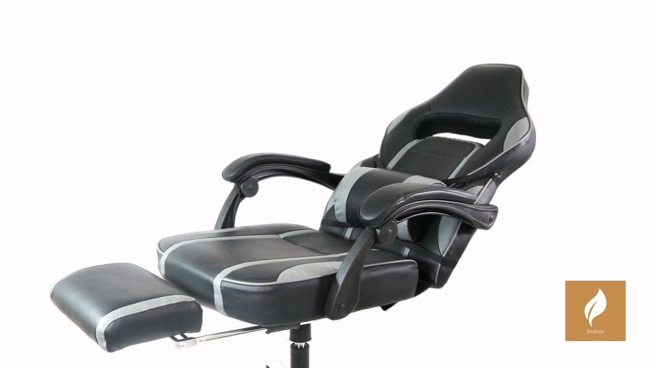 UNPACKING - GHOST - FAUTEUIL DE BUREAU GAMER INCLINABLE AVEC REPOSE-PIEDS GRIS / GREY GAMING CHAIR