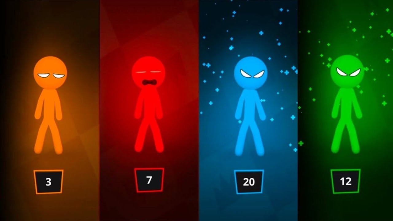 Stickman Party - Турнирный режим, случайный выбор 1-4 игроков | Прохождение игры, обновление мини...