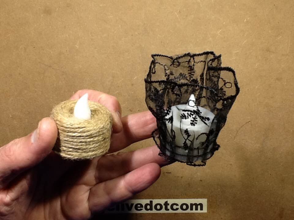 Unusual themed tealights with modification.  (and  flames)