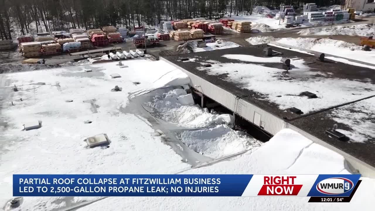 Partial roof collapse triggers propane leak at Fitzwilliam business