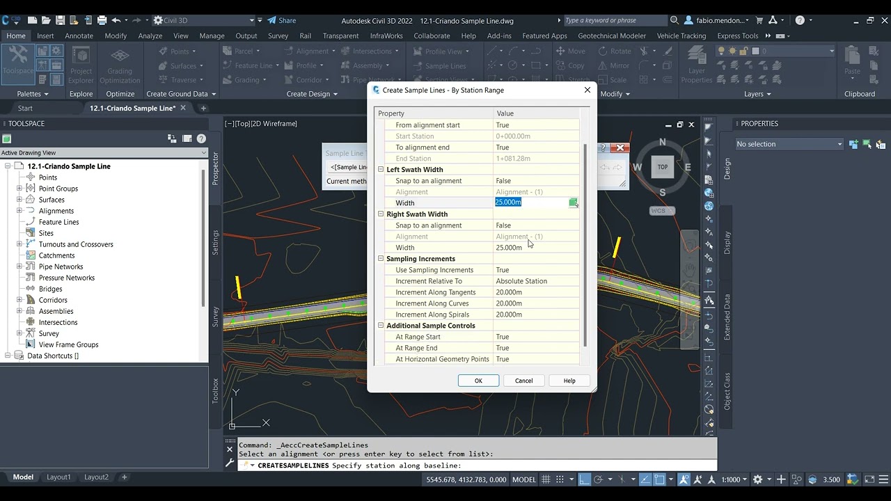 12.1- Criando Sample Line no Civil 3D
