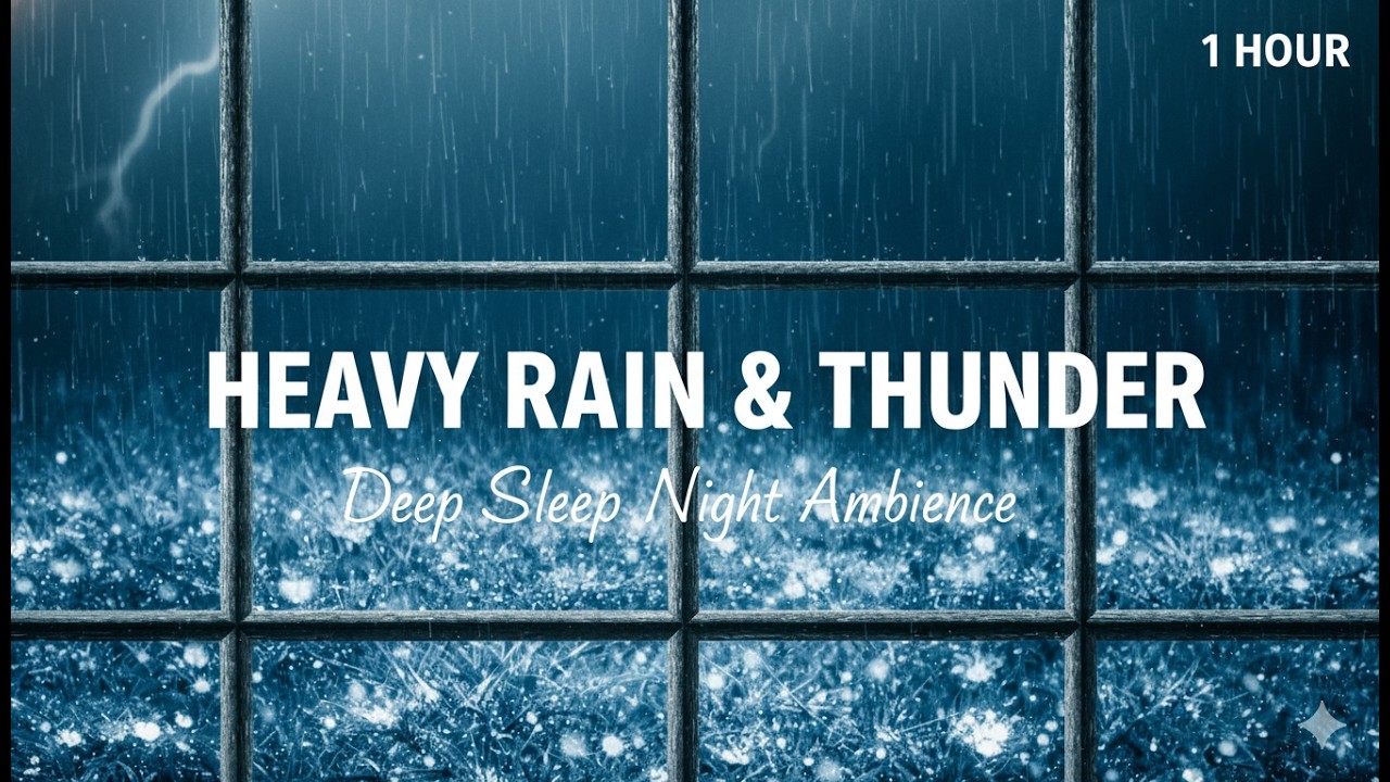 1 Hour Heavy Rain Sounds for Sleeping | Relaxing Rain &Thunder Ambience