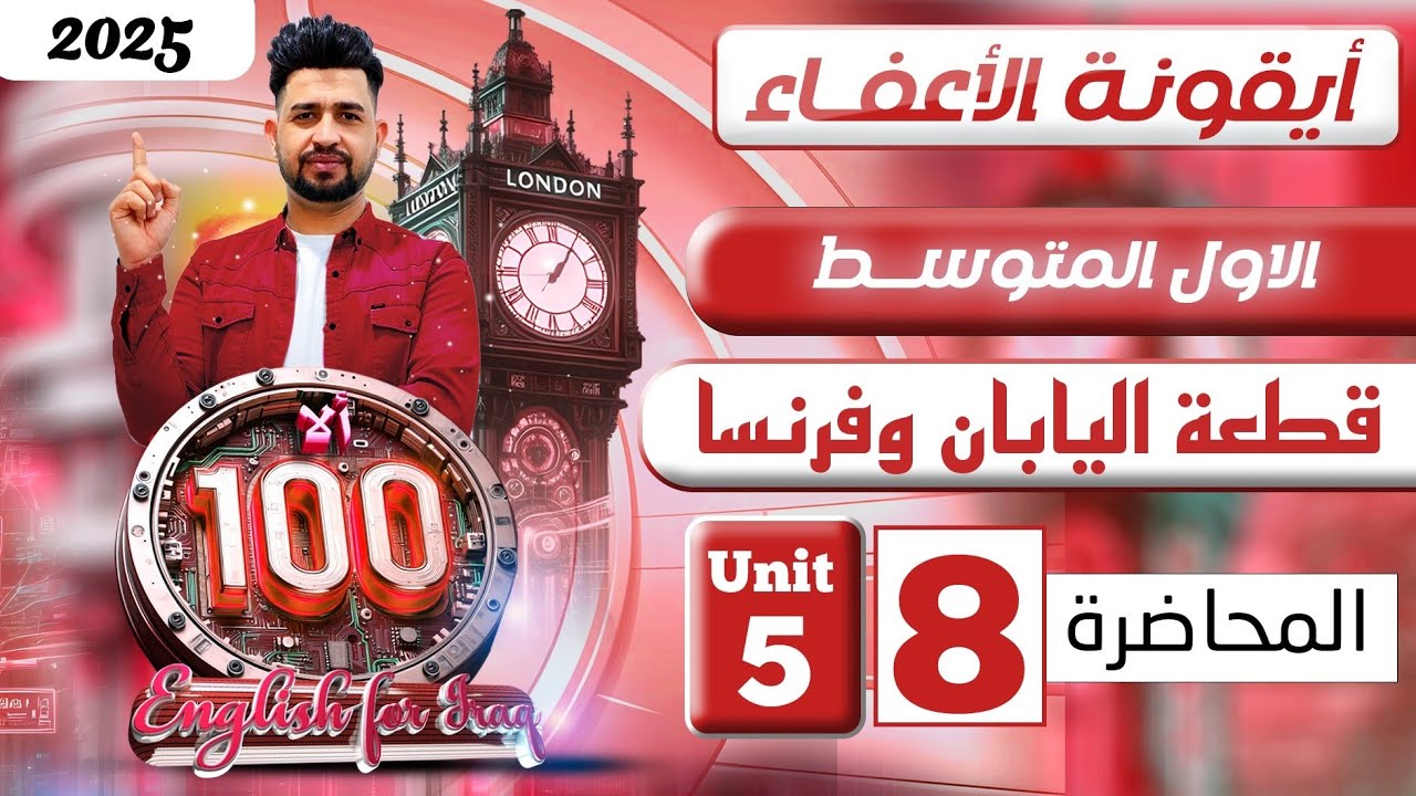 انكليزي اول متوسط المنهج الجديد 2025/قطعة اربع بلدان (اليابان وفرنسا )  / اليونت الخامس/ المحاضرة 8