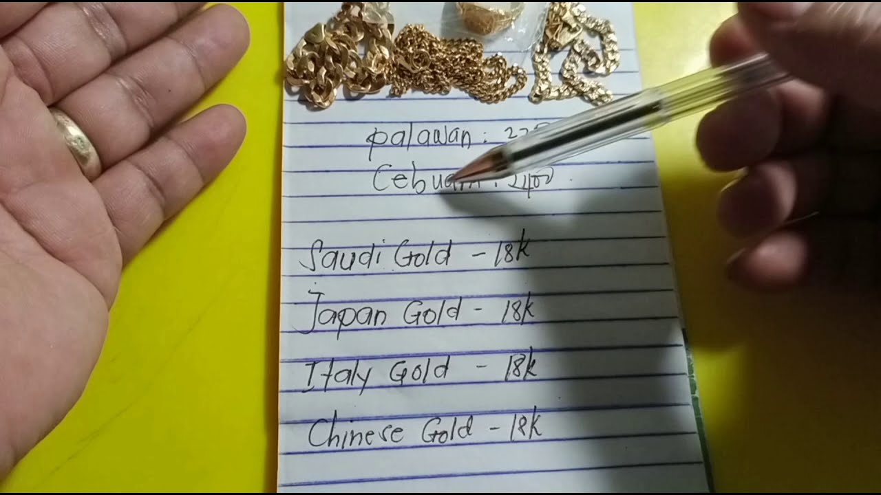 Presyo sa sanglaan Saudi gold,Japan gold,Italy gold,at Chinese gold na 18karat