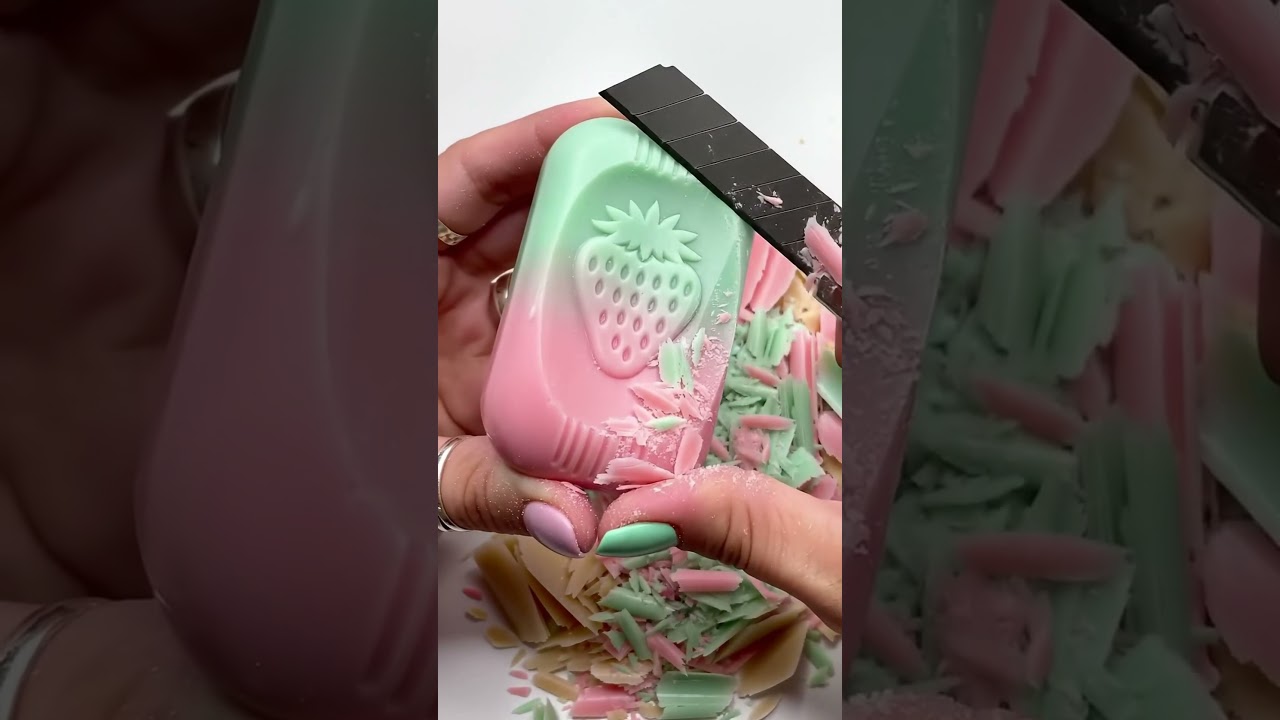 Crunchy Strawberry Soap Cutting ASMR 🍓 #soapcutting
