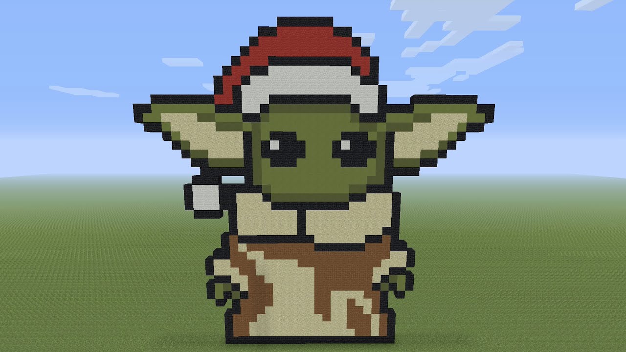Пиксельная графика Minecraft - Рождественский малыш Йода