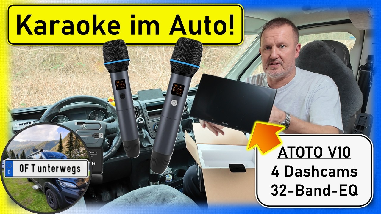 Karaoke im Auto und Videoüberwachung mit 4 Kameras! Das neue ATOTO V10 Dashcam Navi 4G Internet