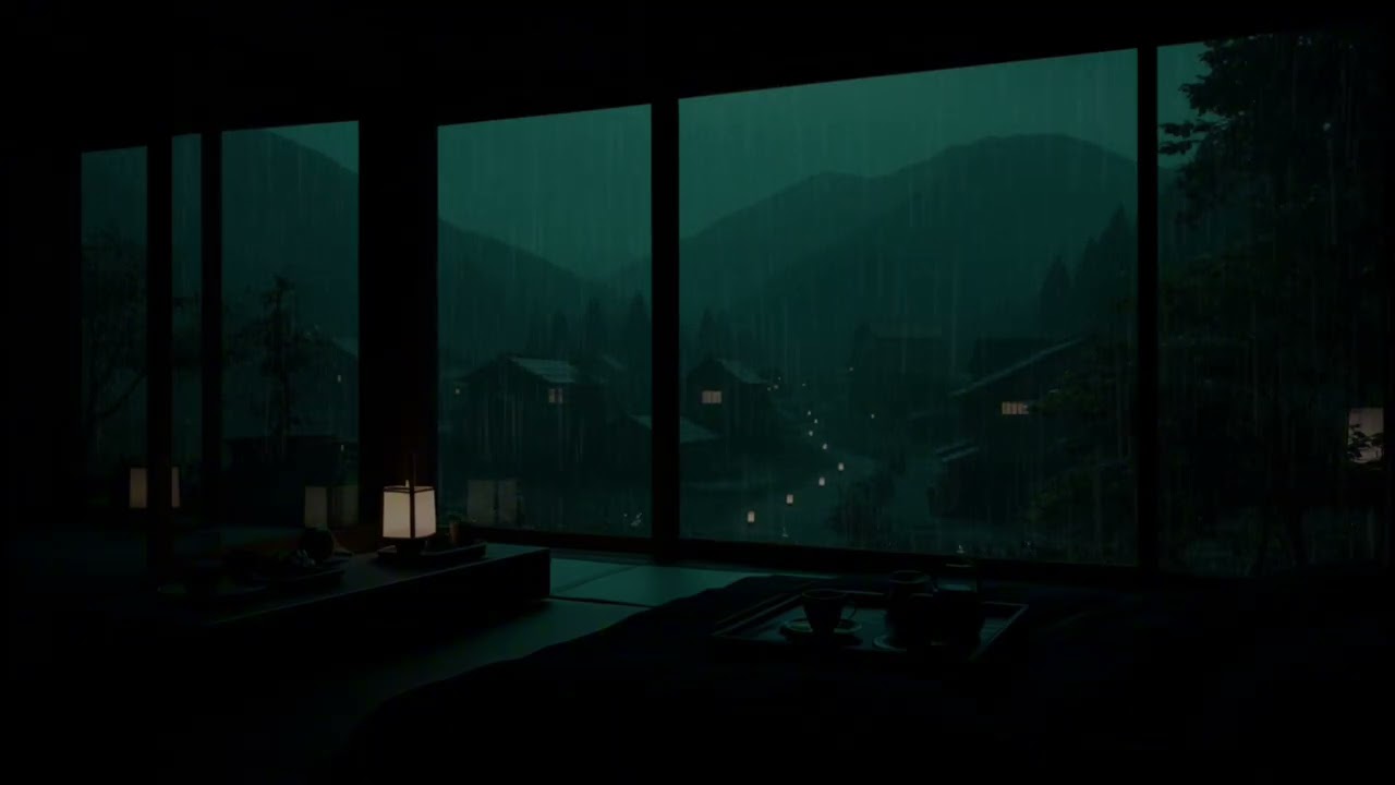Calm Rain Sounds at a Deep Mountain Cabin 🌧 (No Ads) | Dark Bedroom Ambience for Deep Sleep & Relax