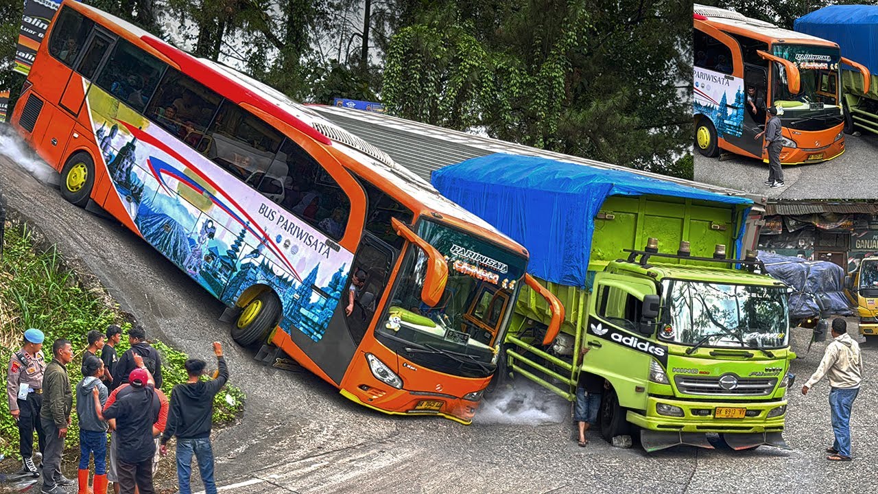 MUSTAHIL BISA LEWAT !!! BUS BISA TERSANGKUT TOTAL, Sopir Bus Terpaksa Mundur di Sitinjau Lauik