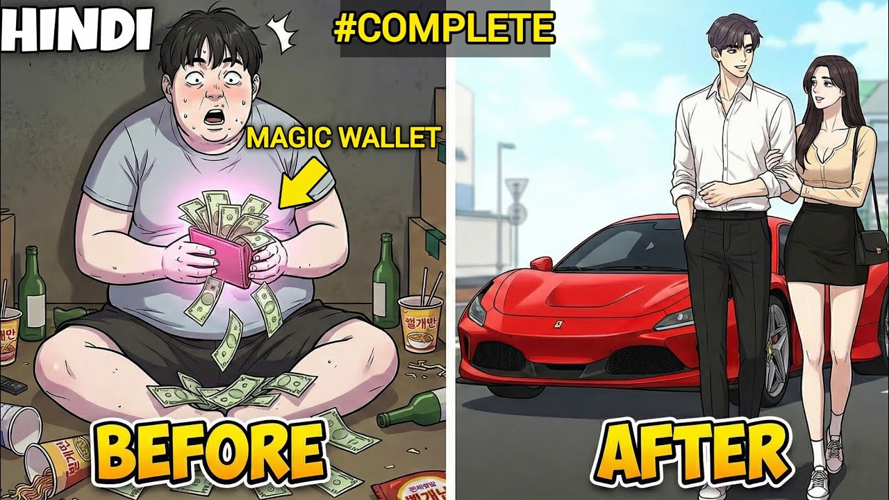 (FULL) Fat Boy Gets A  Magic Wallet that Gives Him 10 Lakh Every Second- Manhwa Recap Hindi