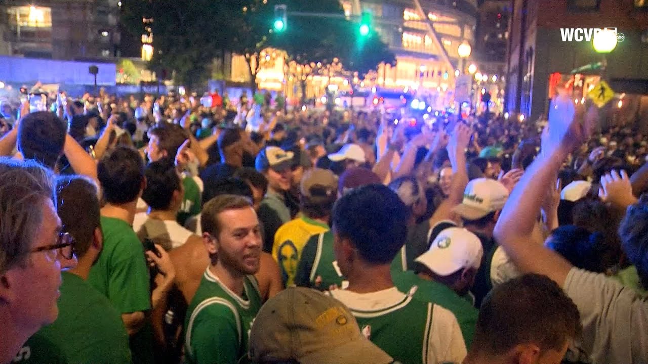 Fans spill out of TD Garden to celebrate Celtics