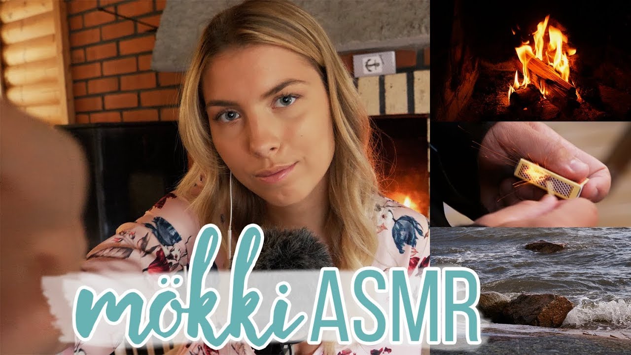 ASMR SUOMI - Mökkiääniä: takka, meri, sade...