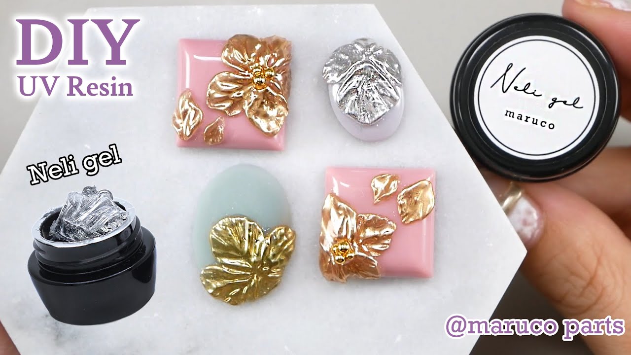 【 UV レジン 】(36)  Neli gel エンボスフラワー 応用編 粘土ジェルで4Dデザインミラー ハンドメイドアクセサリーの作り方 ジェルネイル |DIY UV Resin earrings