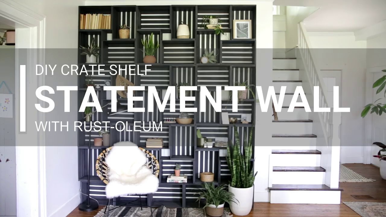 DIY Crate Shelf Statement Wall