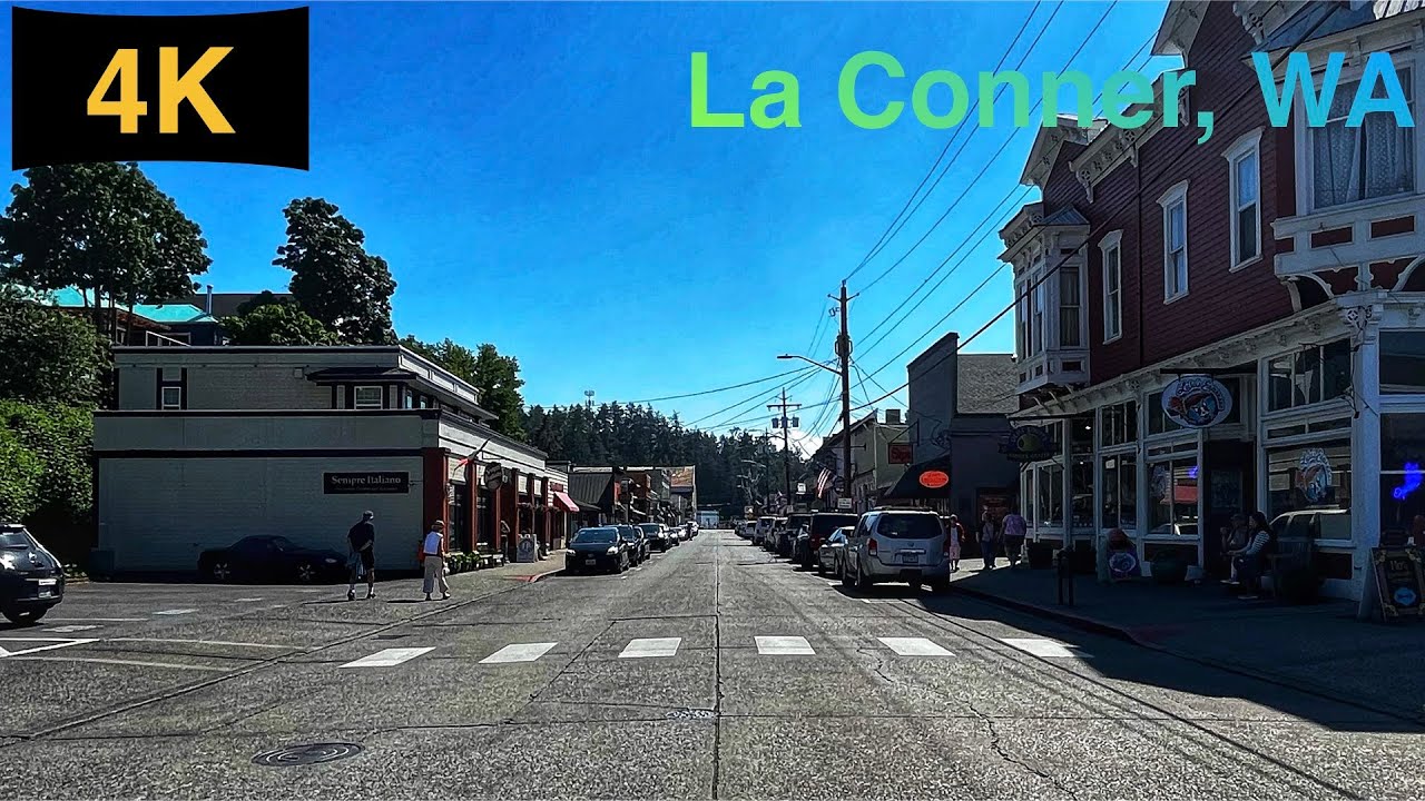 Downtown La Conner, WA Driving Tour in Spring 2023.