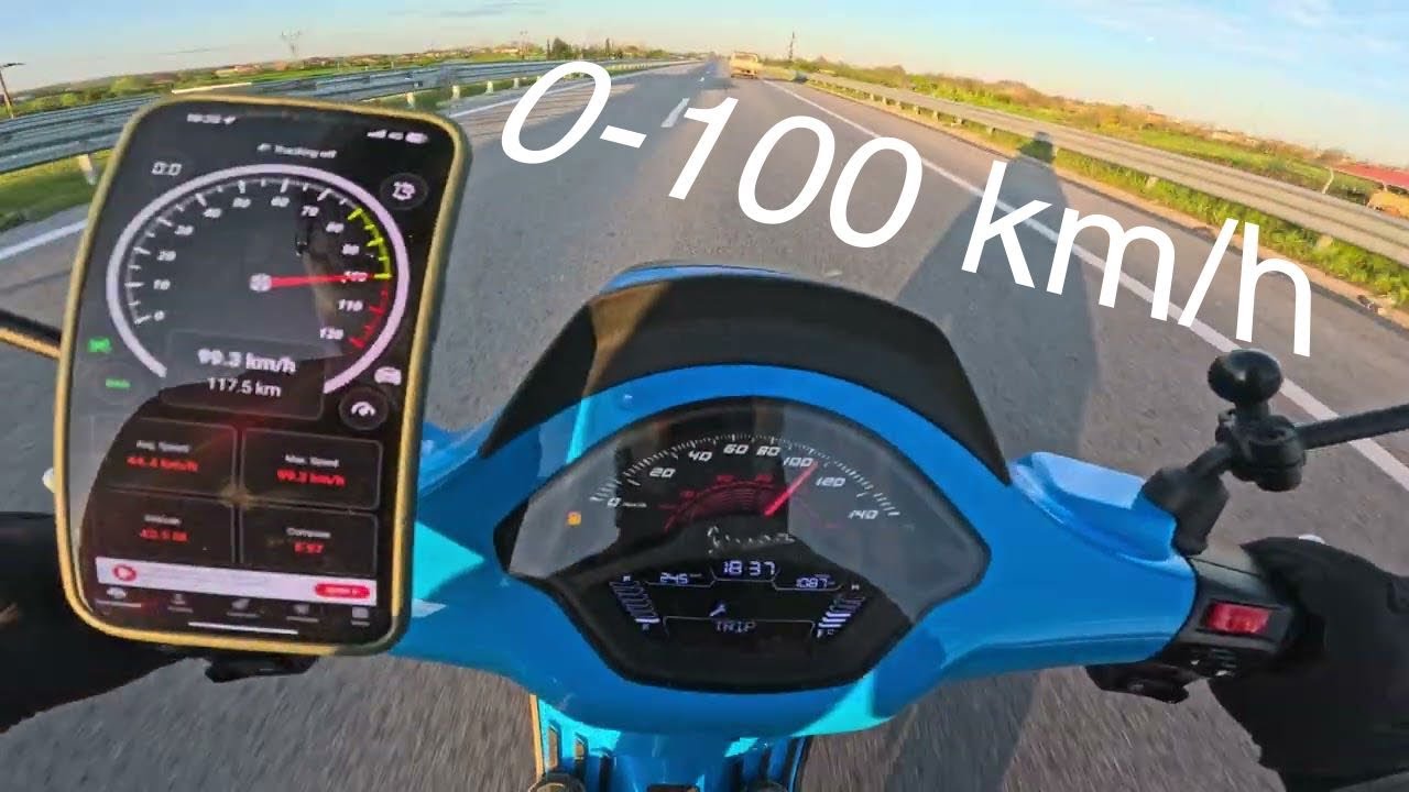 Vespa Sprint/Primavera 150s E5+ 2024 0-100km/h (Stock variator vs SIP PERFORMANCE Variator)