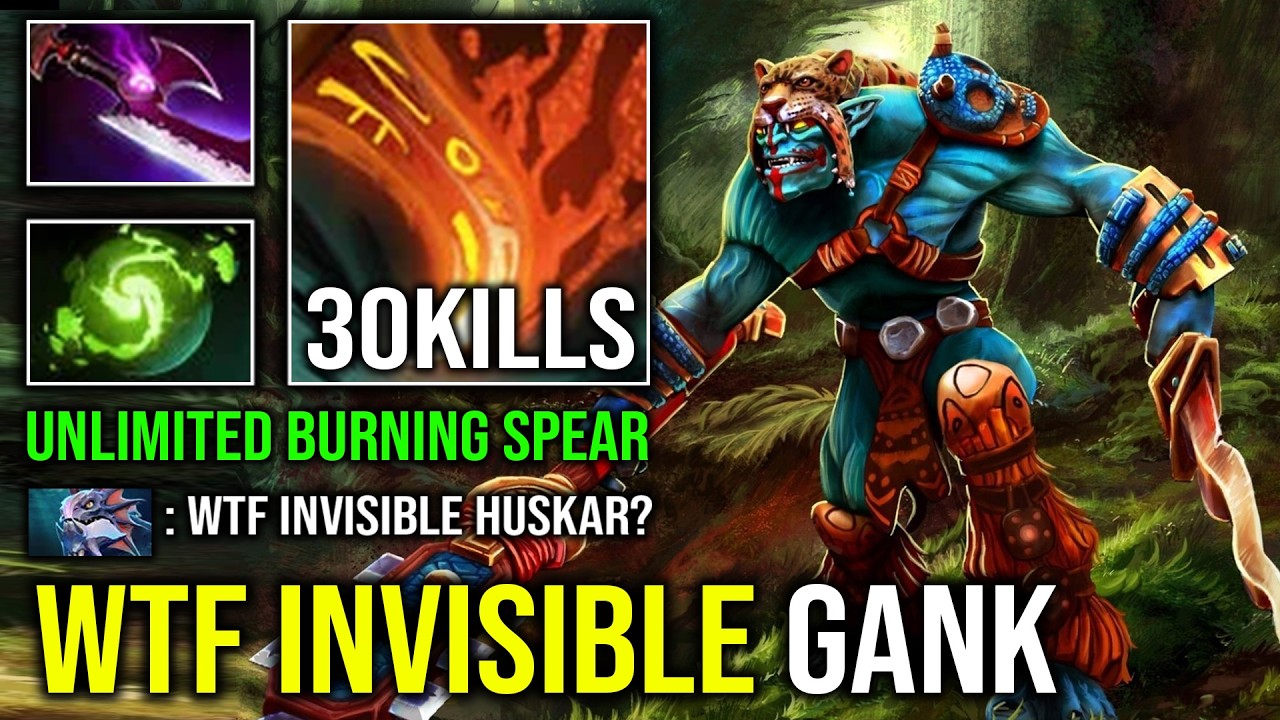 WTF INVISIBLE GANKER 1v5 Endless Burning Spear Shadow Blade Raid Boss Huskar Dota 2