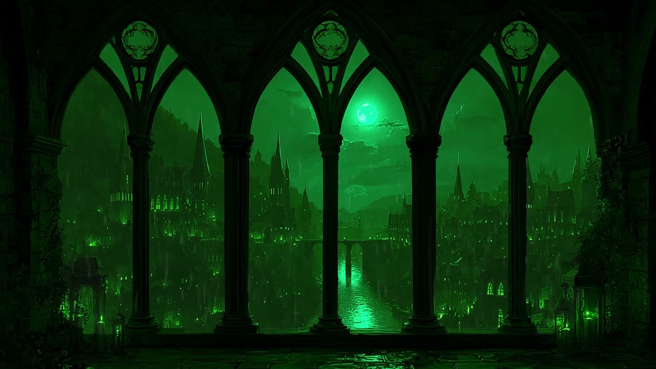 4K Thunderstorm Window: Castle Rainstorm Ambience | Relaxing Thunder Sounds for Deep Sleep & Calm