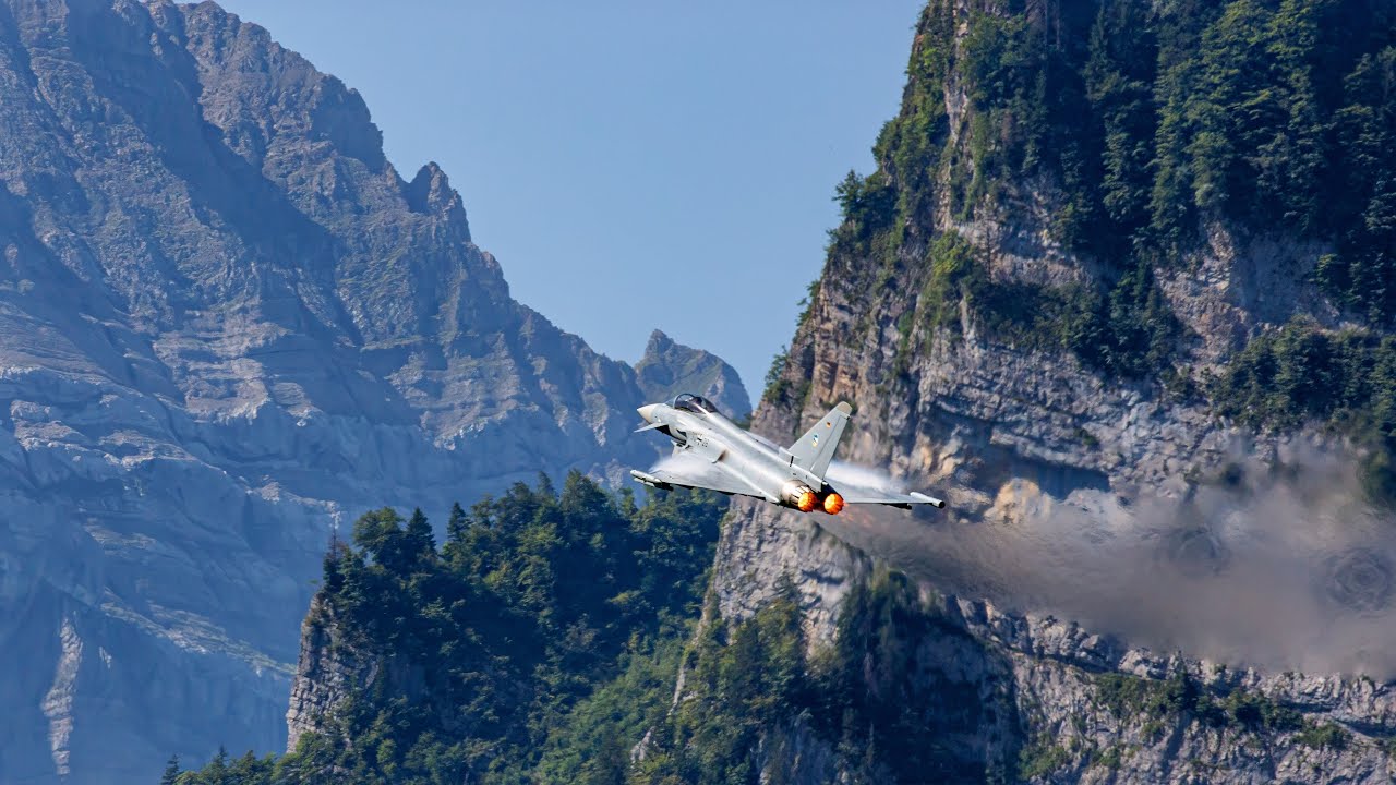 Eurofighter Typhoon Turn and Burn in the Swiss Alps | Incredible Aerobatic Maneuvers [4K]