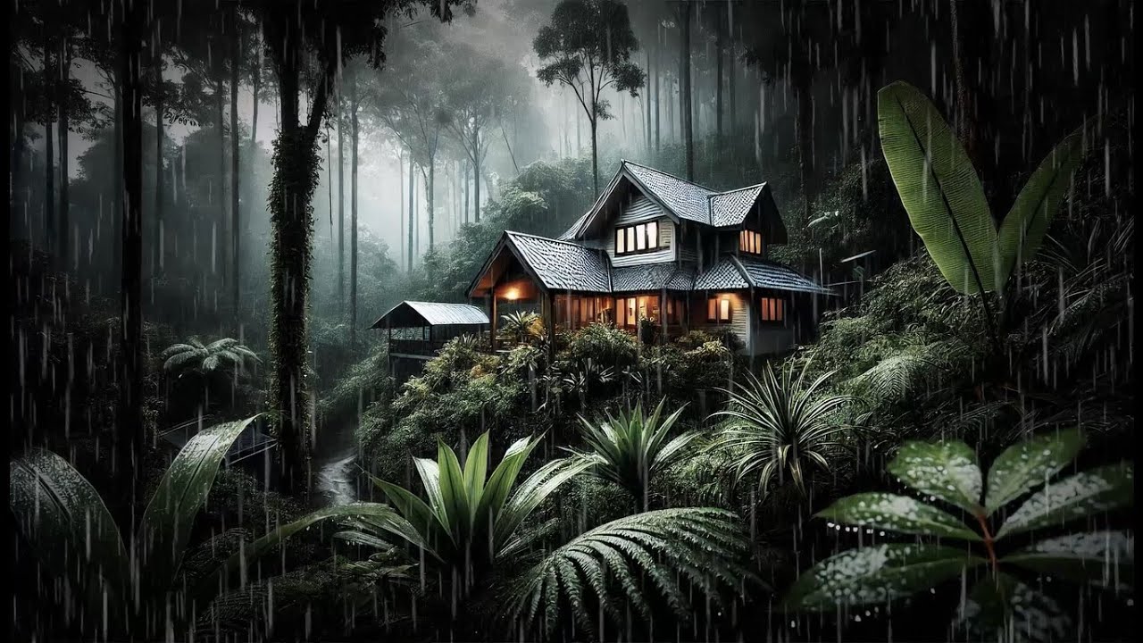 Relaxing Rain Sounds in a Cozy Forest Villa | Perfect Ambience for Sleep and Study