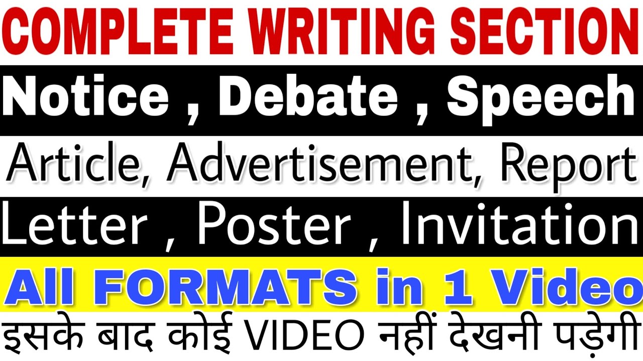 Complete Writing Section | All Formats with Example | Class 12 English CBSE board 2020