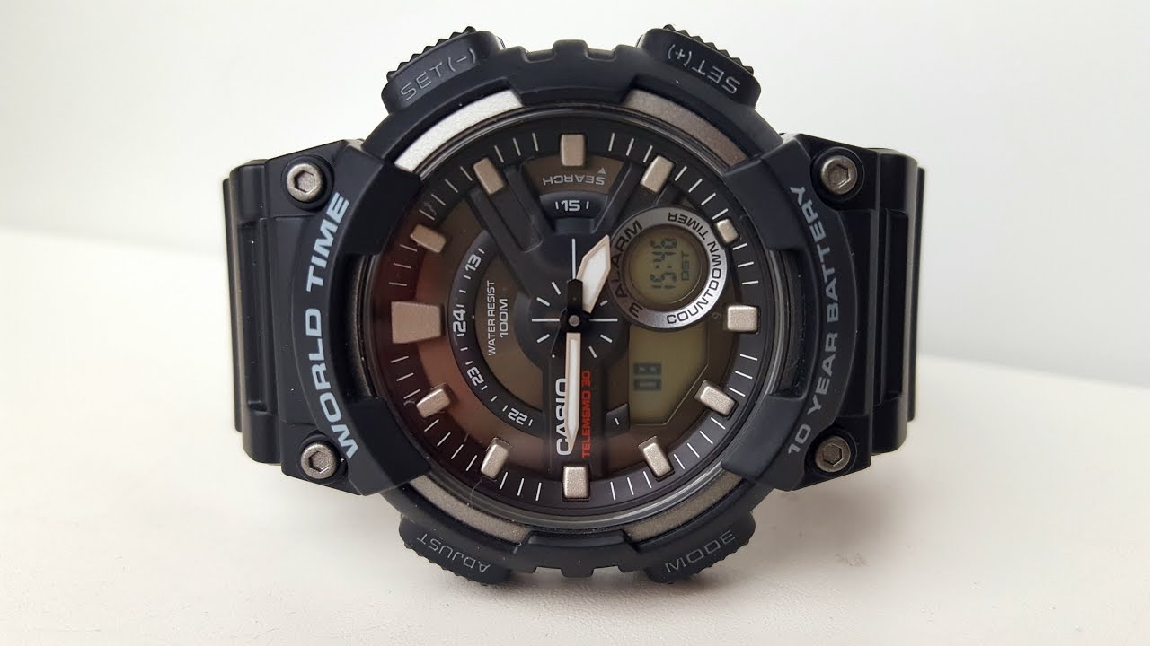 Обзор и настройка японских наручных часов Casio AEQ-110W-1A (Review and setting)