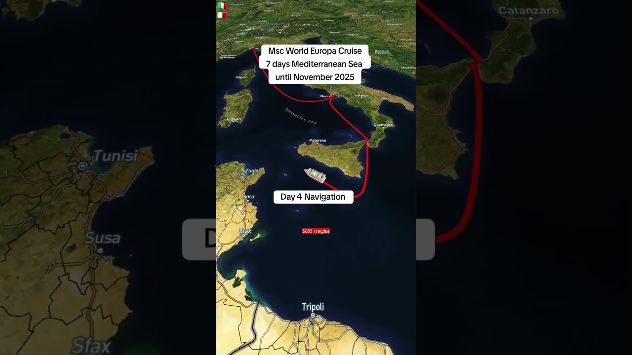Msc World Europa 2024  Cruise 7 days itinerary Western  Mediterranean Sea until November 2025