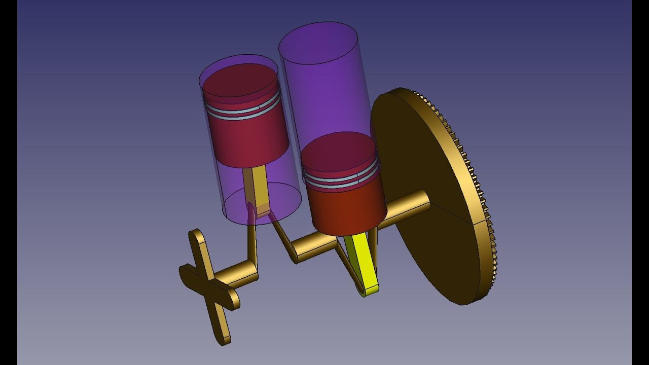 Animate 2 cylinder engine in assembly 4 workbench