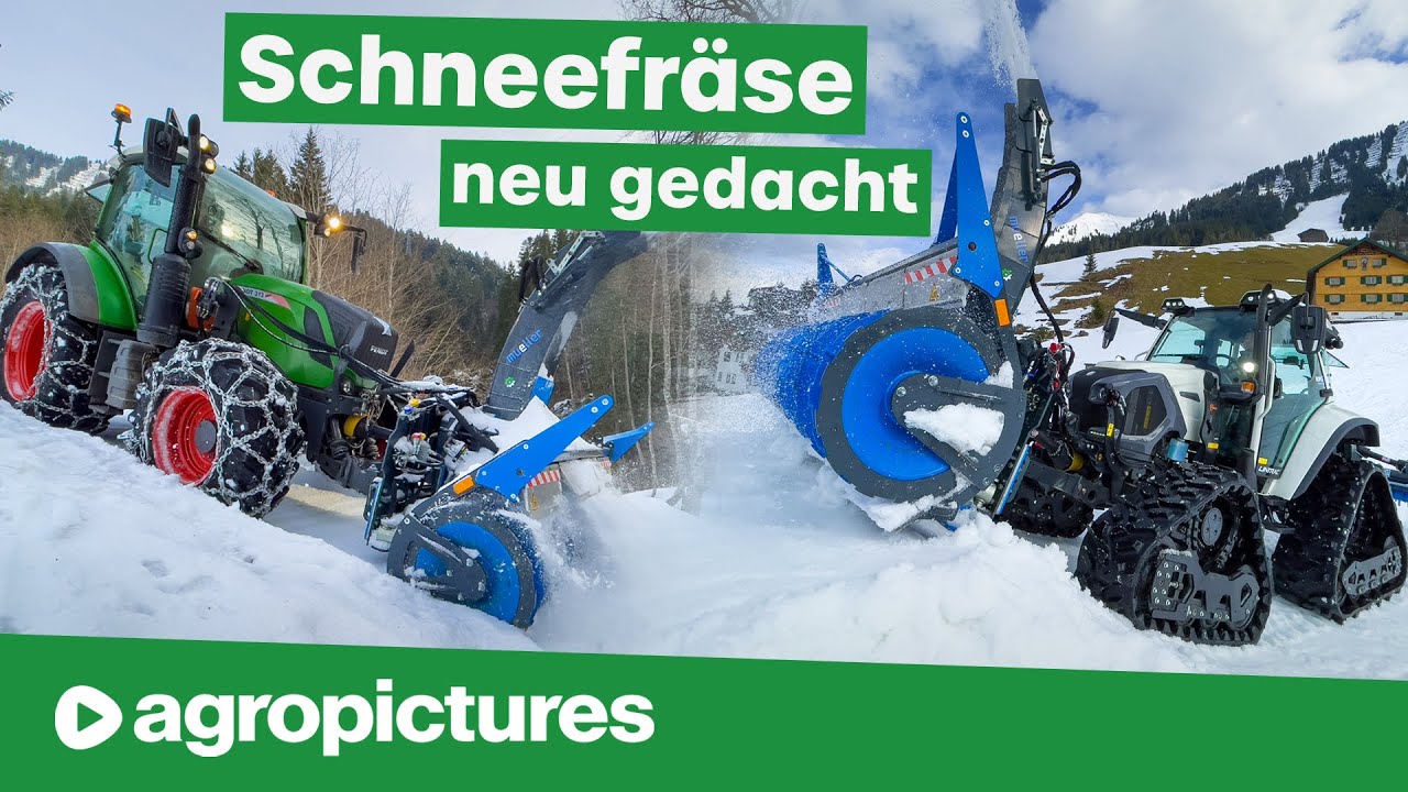 12 Wege Schneefräse von Müller Fahrzeugtechnik mit Lintrac 90, Fendt 313 und Weidemann Radlader