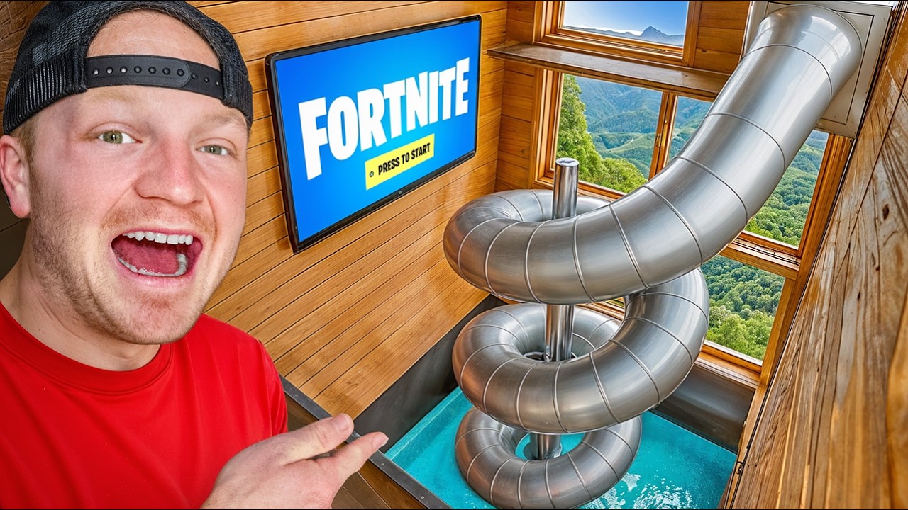 Overnight Sleepover with 4 Story Secret Slide!