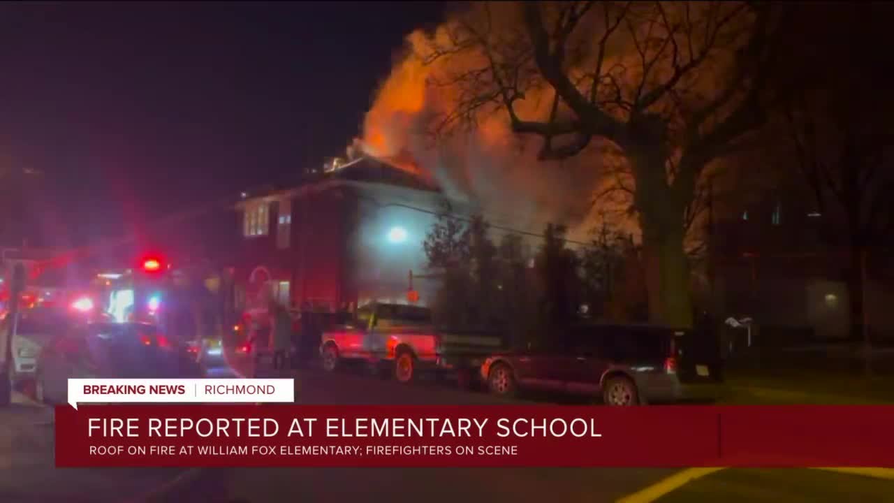 Roof at William Fox Elementary school on fire