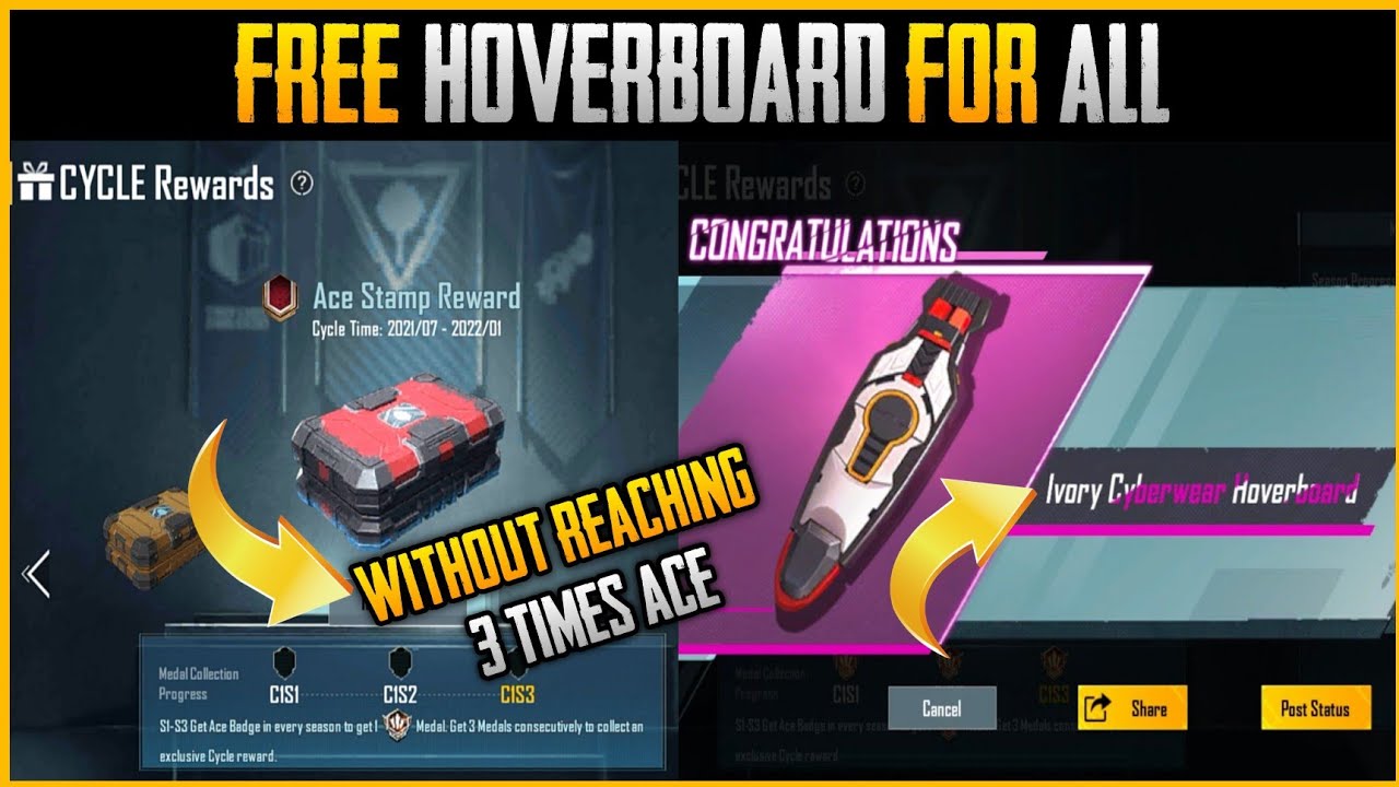 FREE HOVERBOARD SKIN WITHOUT REACHING ACE 3 TIMES | ACE CYCLE REWARDS FOR ALL | PERMANENT HOVERBOARD