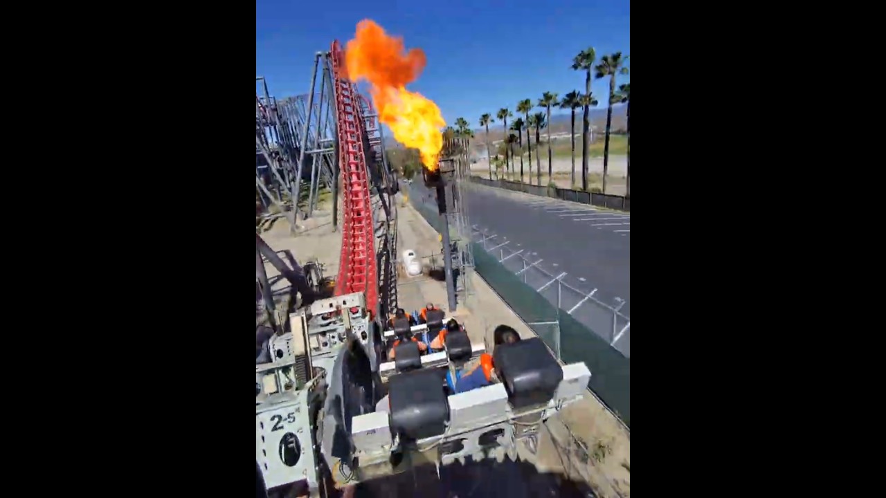 POV: Rollercoaster with FLAMES Will Blow Your Mind! #sixflagsmagicmountain #X2