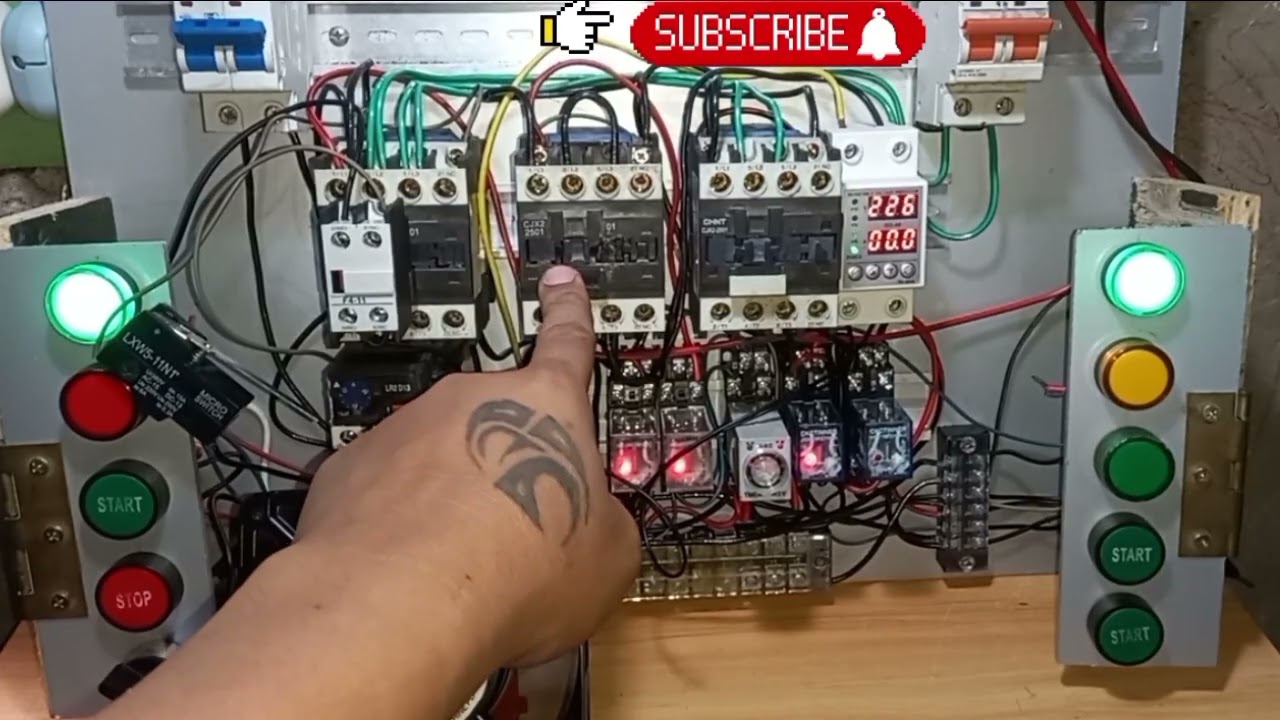17) wye delta starter automatic and manual function stop start push botton with power relay