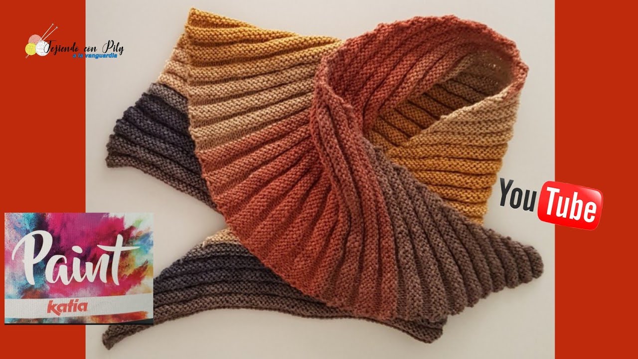 Tutorial bufanda triangular tejida con dos agujas fácil y rápido para principiantes