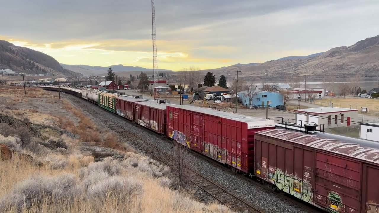 CP 8016 w/CN 3220 Trailing Leads CPKC 200 in Savona BC