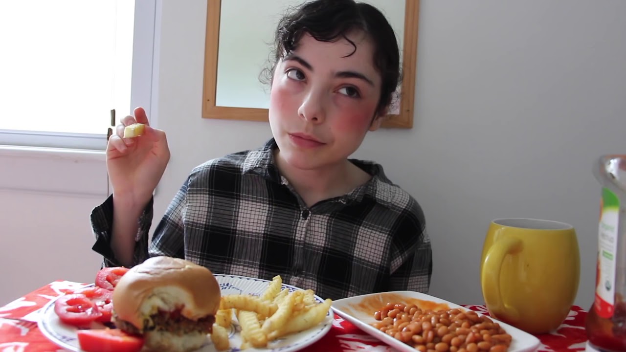10K SUBS MUKBANG   Hamburger,  Fries, Baked Beans, Ice Cream ASMR
