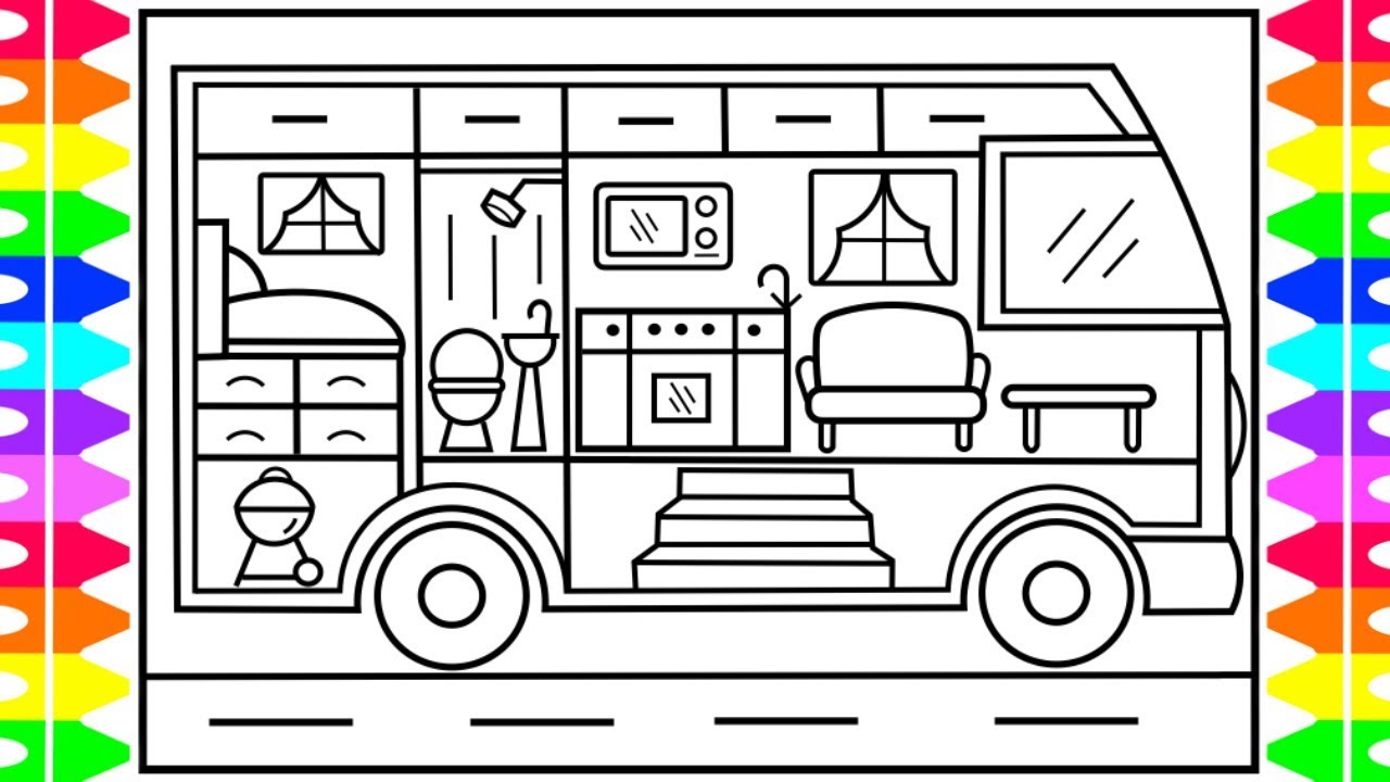 How to Draw a Toy Camper for Kids 💖💚💙Camper Drawing for Kids | Camper Coloring Pages for Kids