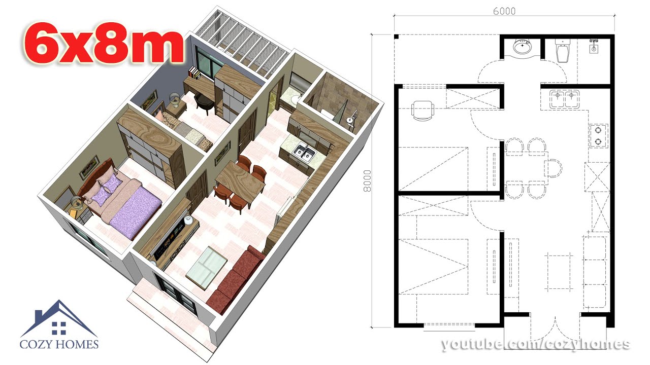 Mẫu Nhà Cấp 4 Diện Tích 6x8m 2 Phòng Ngủ | House 6x8m | Casa 6x8m | Cozy Homes