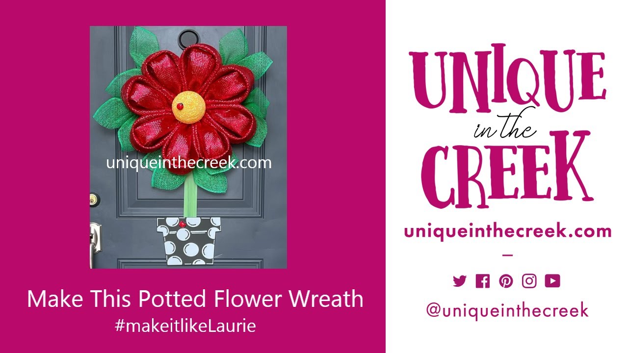 Daisy Chain 21” Mesh | Red Potted Deco Mesh Flower Wreath | UITC Large Board